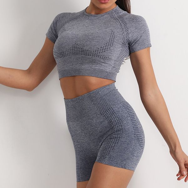 

womens yoga wear suit fleece tech wear leggings tracksuits short sleeve t shirts bra shorts sportswear fitness sport gym outfits designer cl, Gray