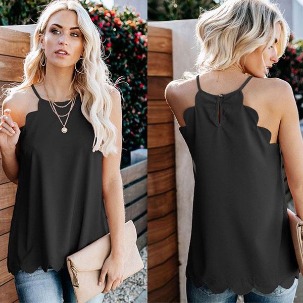 

women's t-shirt 2021 summer sweet white vest casual ruffles sleeveless round neck tank for female plus size