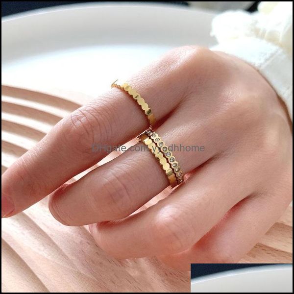 

cluster jewelrycluster rings perisbox 3 pcs/set rose gold hive rhinestone circle geometric for women plain minimalist stainless steel jewelr, Golden;silver