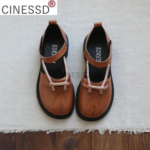 

sandals mori literary retro low-heeled womens shoes 2021 summer fashion casual roman hand-stitched mid hollow student flat, Black