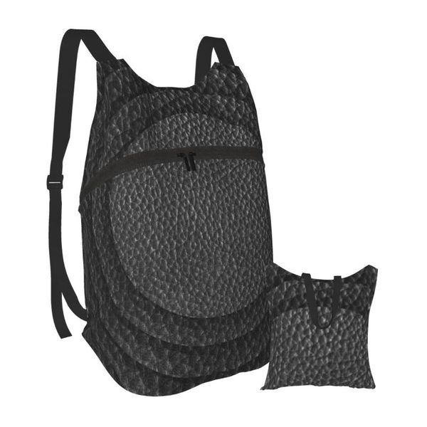 

black leather discs portable folding backpack outdoor sport bag for camping cycling
