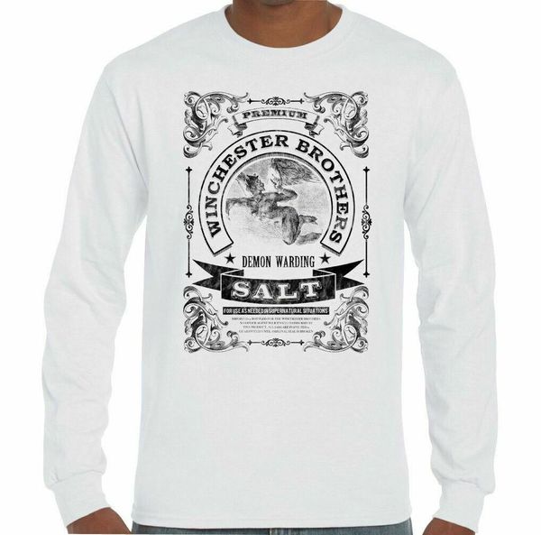 

Supernatural T-Shirt The Winchester Brothers Salt Mens Inspired TV Show Demons, White;black