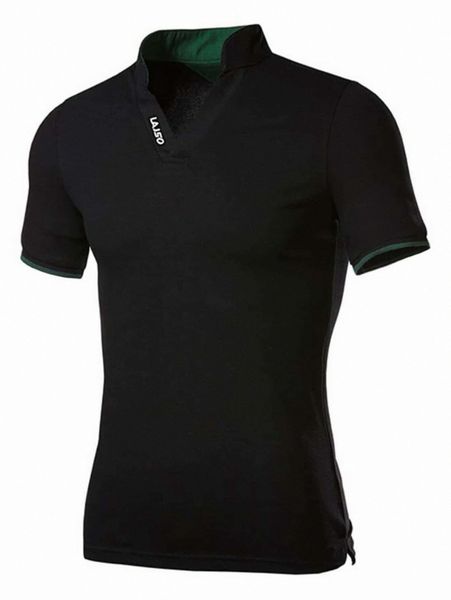 

men notched neck letter graphic polo shirt e9hy#, White;black