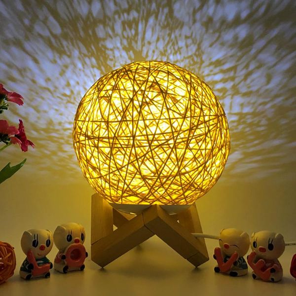 

table lamps 3d led rattan moon night light moonlight usb charging desk lamp