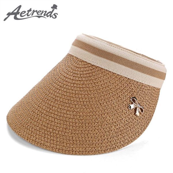 

visors [aetrends] summer straw visor hat women fashion beach hats empty caps z-6313, Blue;gray