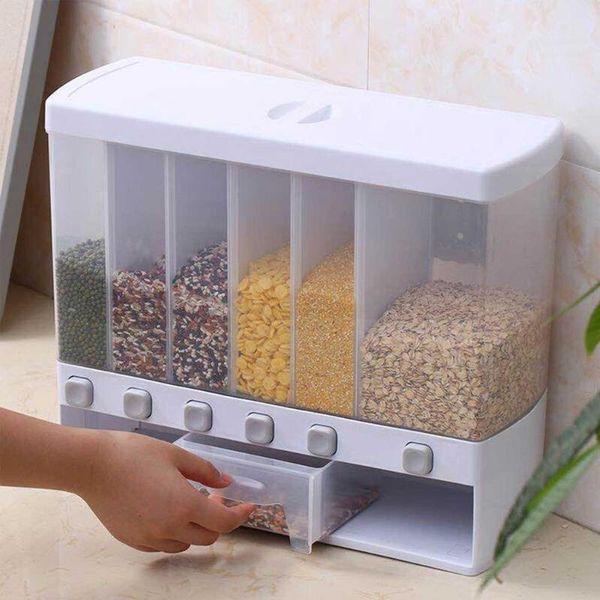 

storage drawers est wall-mounted press cereals dispenser rice chocolate beans kitchen organize seal tank dry container