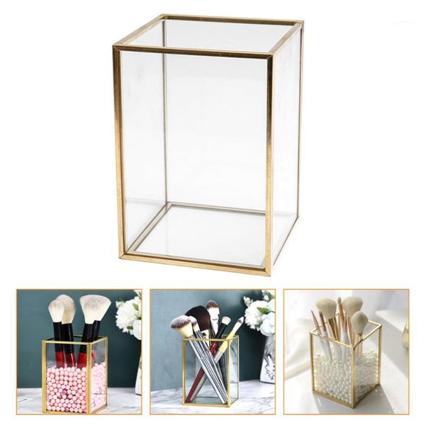 

storage bottles & jars 1pc makeup brush bucket tool cosmetics box (golden)