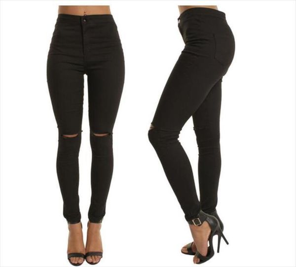 

hole casual pencil spring solid womens capri color black leggings slim sey high waist long, Black;white