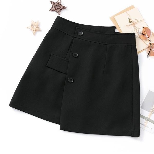 

skirts slim high waist skirt ladies asymmetry button black office girl summer streetwear mini a-line short women