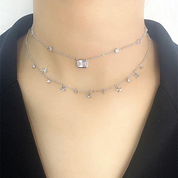 

chokers elegant simple short star tassel pendant necklace for women charm choker necklaces boho jewelry christmas gift zk30, Golden;silver