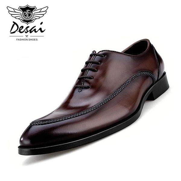 

luxury genuine leather shoes men business british style pointed toe formal shoe handmade for dress, Black