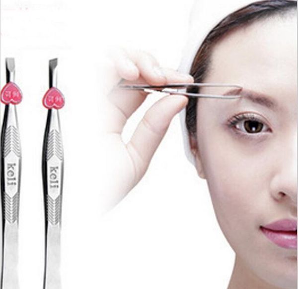 

wholesale-3pcs/lot stainless steel makeup eyebrow tweezer slanted/flat edge shape clip remover hair pincet beauty1
