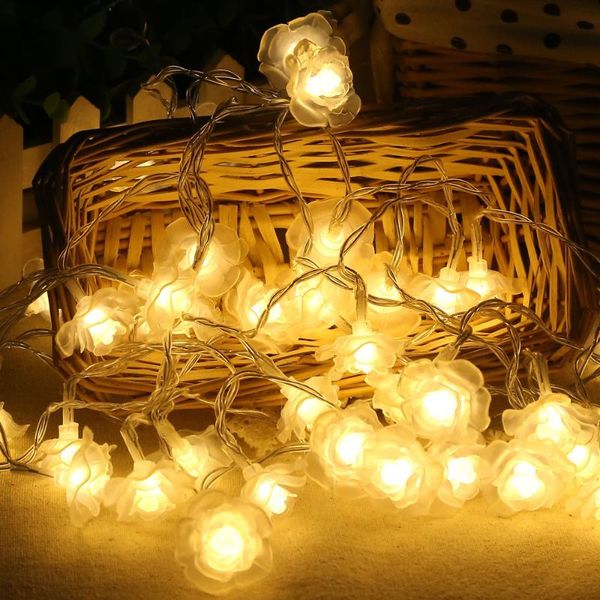 

strings pvc rose flower string lights battery/usb powered 1.5-10m fairy lamp for wedding christmastree garland ramadan holiday decor