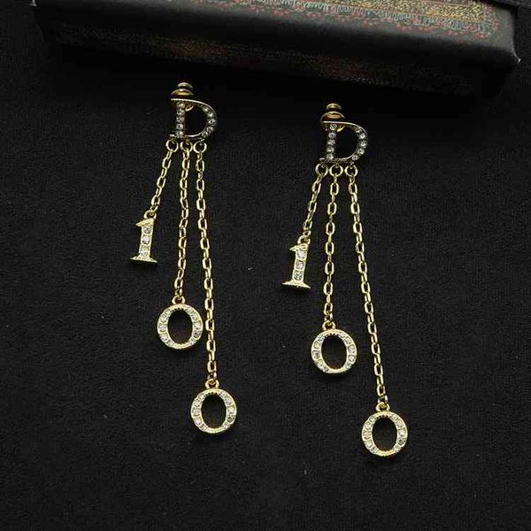 

earrings fashion luxury online designer jewelry d's letter female dijia's full diamond tassel red live broadcast of the same recom, Red;brown