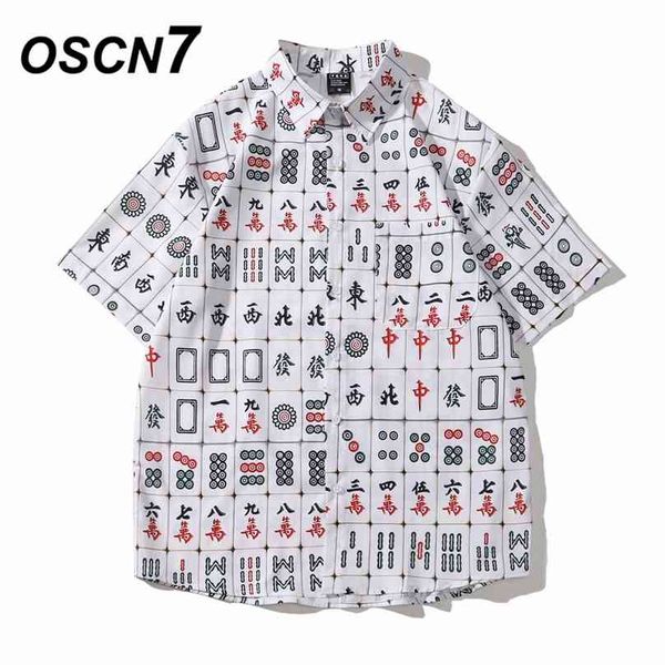 

oscn7 casual printed short sleeve shirt men street hawaii beach oversize women fashion harujuku shirts for 3131 210626, White;black