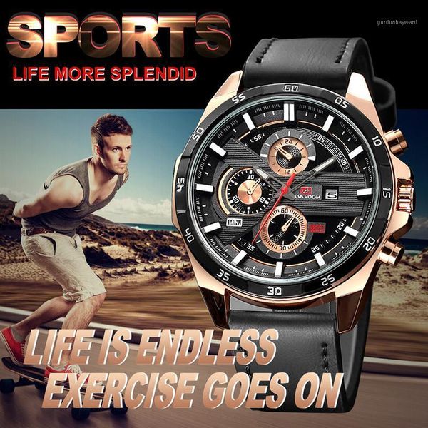 

wristwatches va voom men's watches luxury golden reloj hombre military sport waterproof men watch calendar relogio masculino clock, Slivery;brown