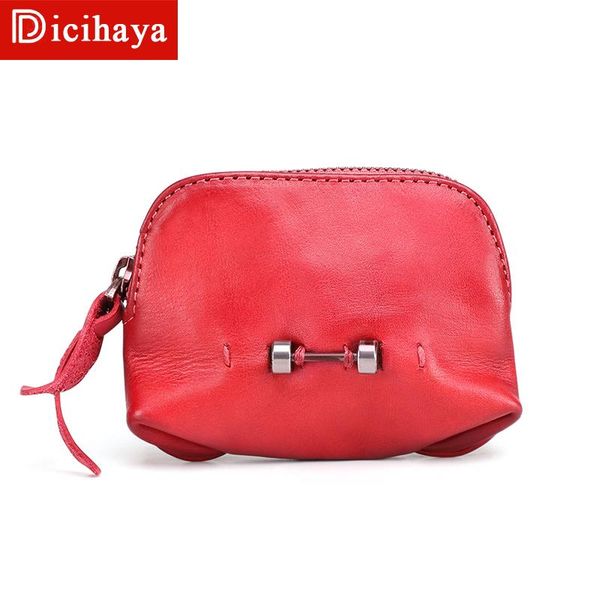 

wallets 2021 cow leather solid ladies short coin purse zipper retro women red black brown coffee mini money pocket