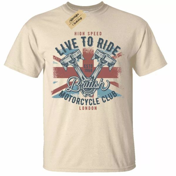 

live to ride motorcycle club london shirt men's biker who moto top, White;black