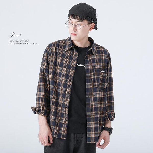 

men's casual shirts plaid button up long sleeve for men fashion designer youthful vitality camisas de hombre vintage shirt bd50ss, White;black