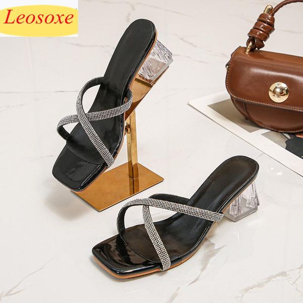 

slippers summer women sandals good quality transparent heel candy color outdoor beach shoes woman 35 -45, Black