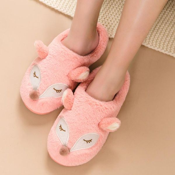 

lovely animal print shoes fashion non-slip soft women's winter warm house slippers casual thick plush antiskid pet slipper, Black