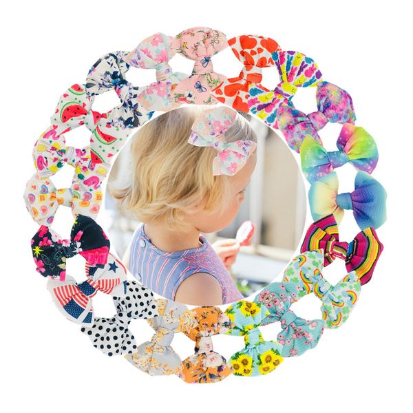 

colors 5inch kids baby girl luxury designer inspired hair bows with clips jojo bows hair accessories headwear party supplies flower print, Slivery;white