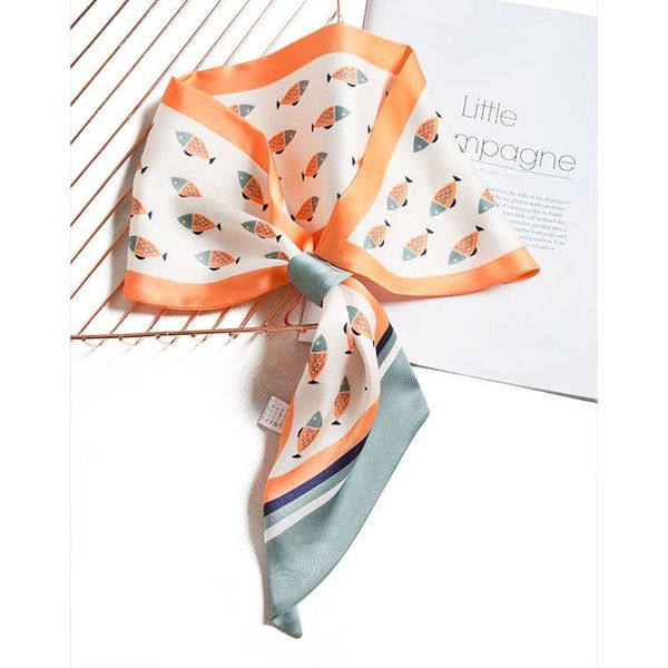 

scarves natural silk scarf long women'sbow tie fashion neck length 85cm print bufandas invierno mujer 2021, Blue;gray