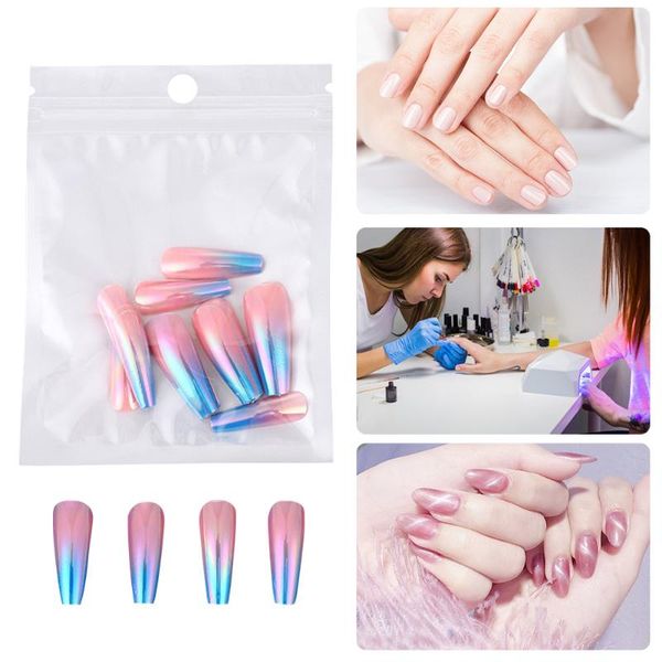 

false nails 24pcs/lot professional gradient color fake long ballerina french acrylic nail tips manicure beauty tools, Red;gold