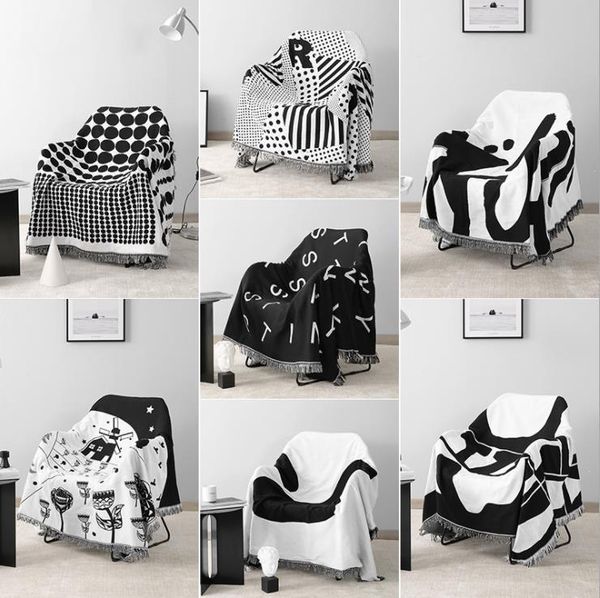 

blankets nordic abstract geometry throw blanket multifunction black white decoration slipcover cobertor sofa bed car soft sheet