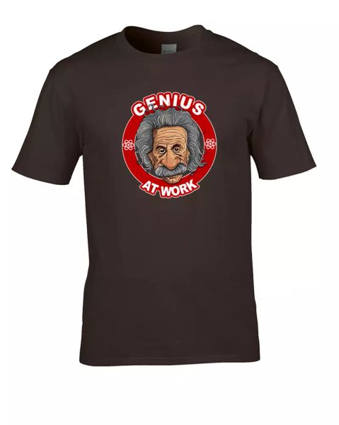 

einstein- genius at work- scientist comic caricature men's t-shirt, White;black
