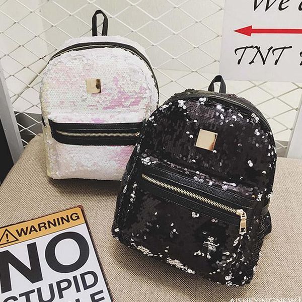 

outdoor bags women fashion backpack styling pu sequin school bag hiking camping sports 7 colors korean style