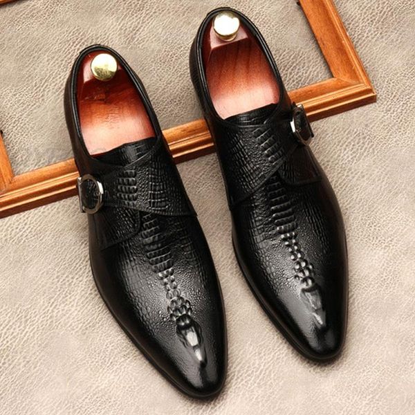 

dress shoes italian style hasp for men genuine leather slip on business wedding pointed toe formal black oxford lofers 40ec