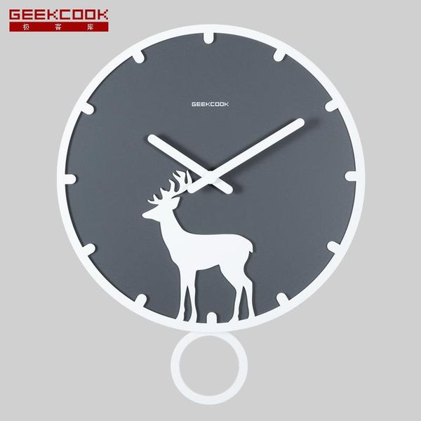 

wall clocks geekcook 14'' 3d swing clock study simple europe style living room modern watch minimalist bedroom silent time