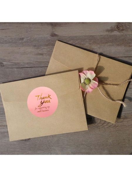

500pcs/roll pink diy handmade thank you stickers wedding package seal labels gift wrap