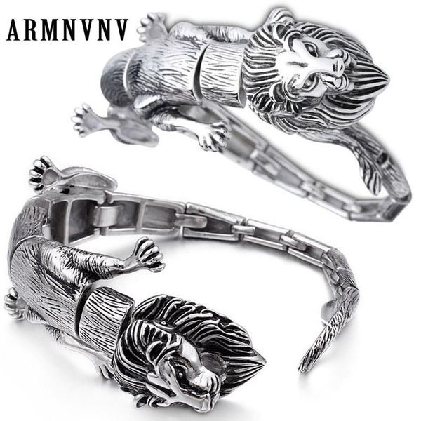 

exaggerated cast jewelry personalized lion bangle 316l stainless steel mens animal bracelets themed party gifts for men link, chain, Black