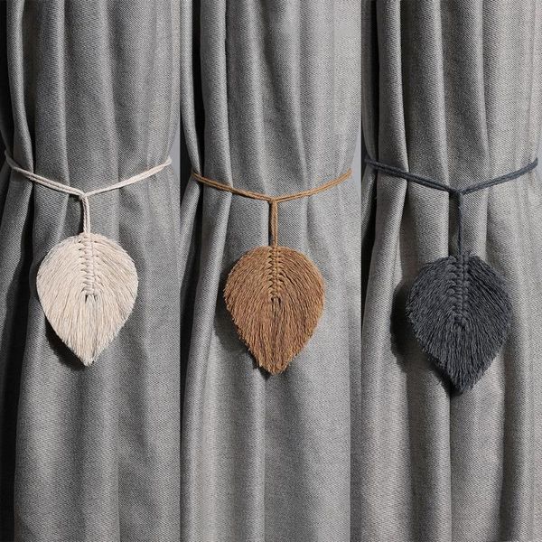 

decorative objects & figurines 1pc leaf shaped curtain tieback macrame holder cotton holdback home accessories