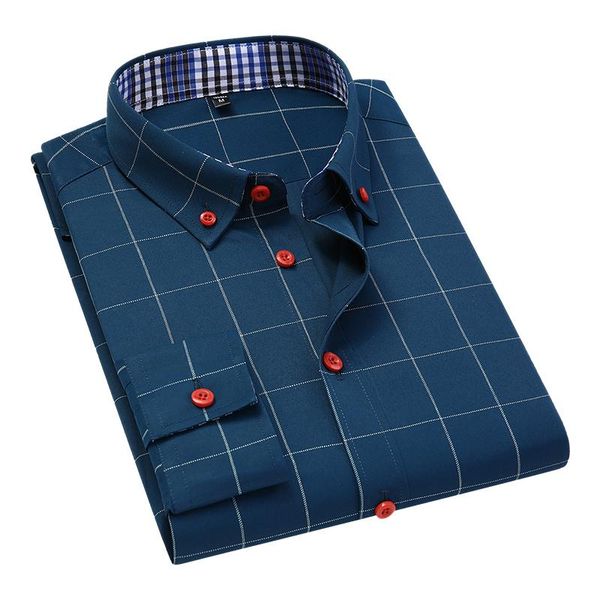 

spring summer men's plaid office long-sleeved shirt classic solid color business casual male slim-fit brand clothes dress shirts, White;black