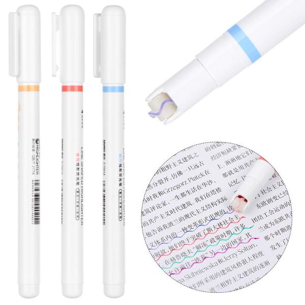 

3/6pcs/box creative wave line gel pen art drawing hook student reading marker diy diary stationery writing tools highlighters, Black;red