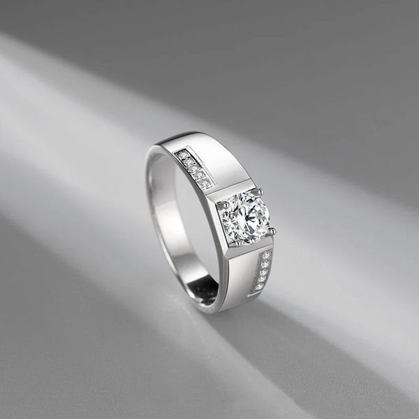 Moissanite Diamond S925 Стерлинговое серебро Платиновое платиновое платиновое Свадебное Обручальное Обручальное Кольцо Мода Простые Украшения Подарок