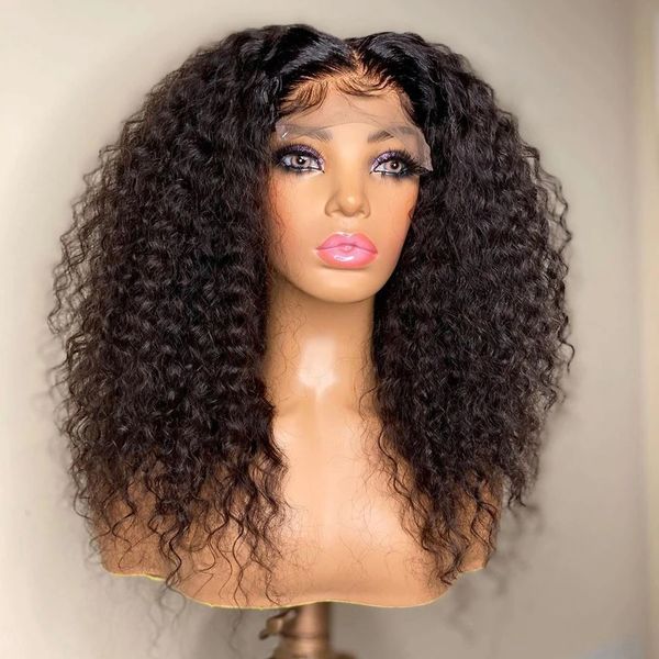 

kinky curly short bob black color lace front wigs natural hairline for women with baby hair heat reissistant daily wear