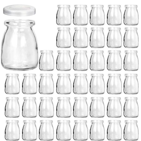 

storage bottles & jars glass clear yogurt with pe lids, pudding ideal for honey, wedding favors, shower favors