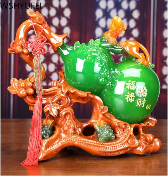 

decorative objects & figurines chinese style lucky gourd statue ornaments resin sculpture crafts wine cabinet deskhome decoration access