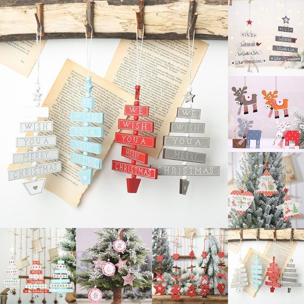 

christmas decorations 20211ew year natural xmas elk wood craft tree ornament noel decoration for home wooden pendant navidad gift