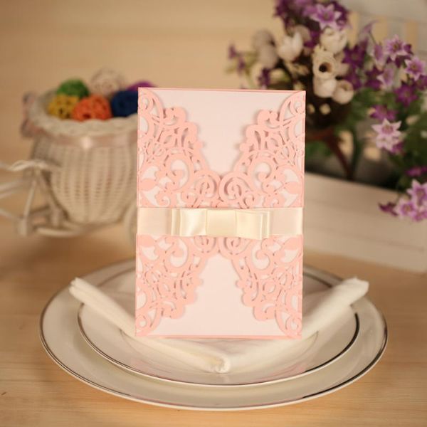 

greeting cards 10pcs laser cut wedding invitation set card holder envelope carved flower party banquet decoration