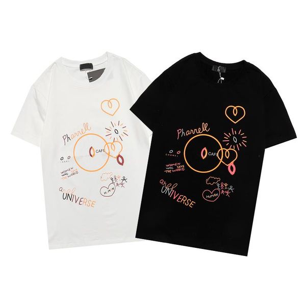 

women's t-shirt summer 2 colours letter printed casual for women and men's 100% cotton short sleeve tee, White