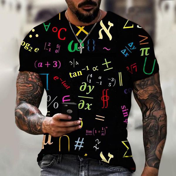

men's t-shirts fun math formula 3d printing t-shirt super soft and funny street fashion casual harajuku hip-hop sports shirt, White;black