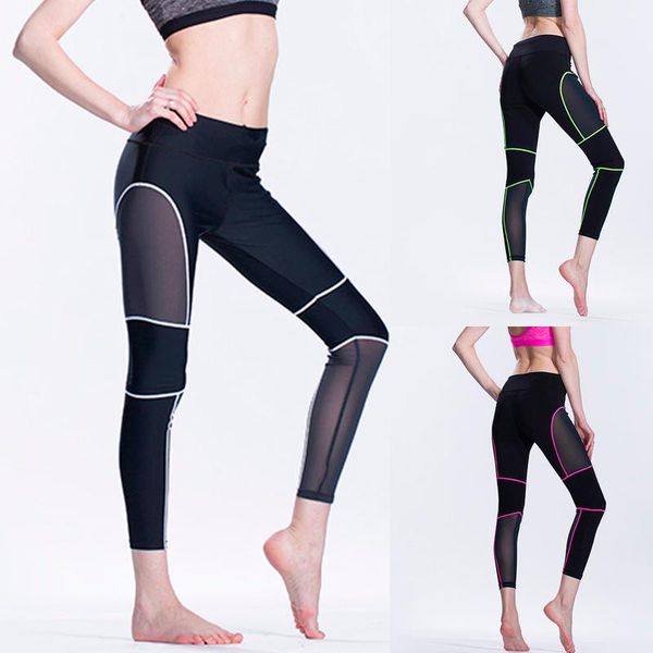

yoga outfit women gym clothes women's mesh stitching quick-drying fitness tights breathable pants