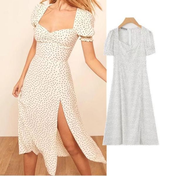 

women's long beach skirt v-neck side split dress two piece, White