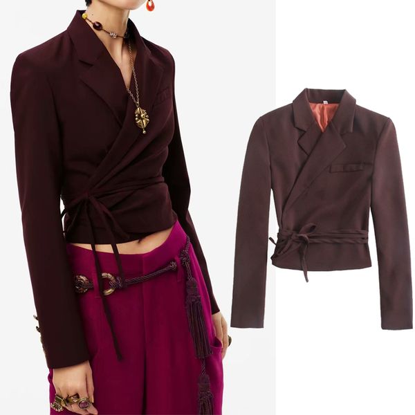 

Women's Down & Parkas 2021 Women Spring Autumn Red wine Blazer Loose jacket Coat Turn-down Collar Double breasted Lady Streetwear, Black