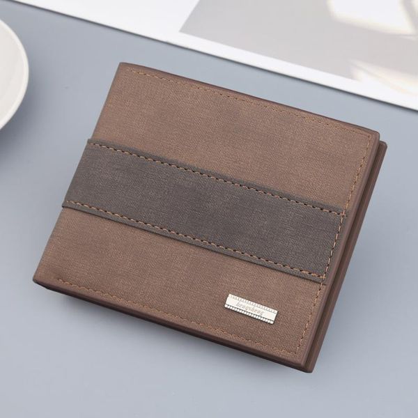 

wallets men's short vintage zipper bag horizontal leisure frosted multiple card slots small wallet, Red;black